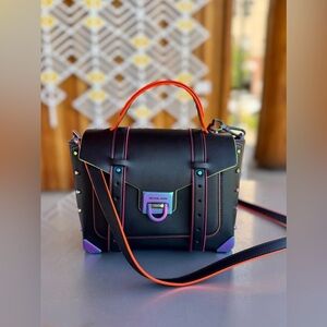 MICHAEL KORS Manhattan MD Contrast-Trim Leather Satchel LIKE NEW MSRP: $678.00